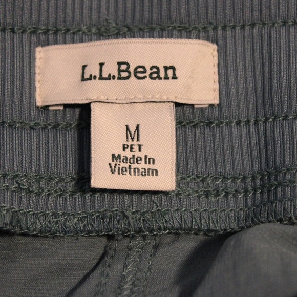 LL Bean Women Medium Green Cargo Pants Drawstring Waist Elastic Ankle Jogger - Picture 3 of 3